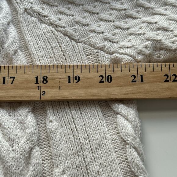 J. Jill Cardigan Sweater Small Cream Cable Knit Long Open Lagenlook Teacher - Picture 4 of 6